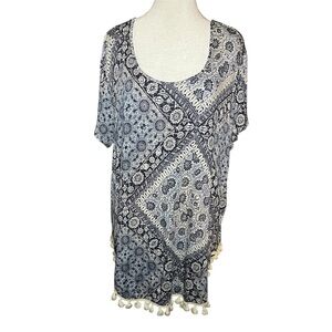 Bohemian Blue and White Tunic with Tassels